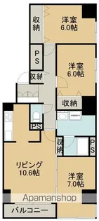 ハイツシーブリーズ漁火通【2階】の間取り